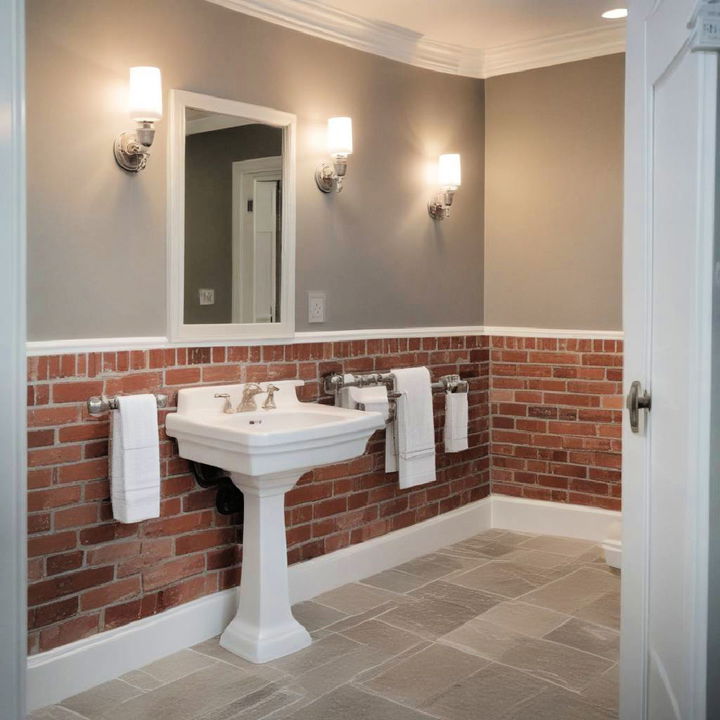 brick veneer wainscoting for bathroom