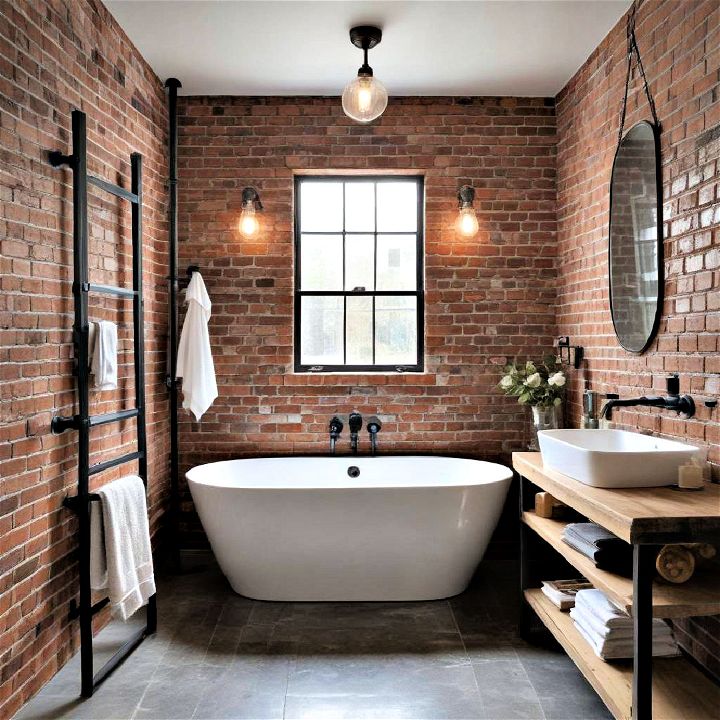 brick wall for industrial bathroom