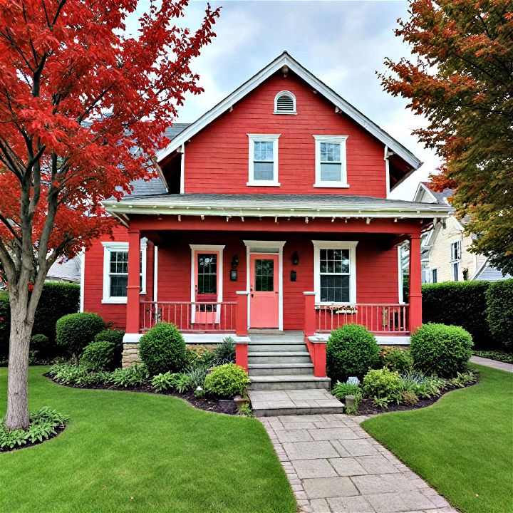 bright and bold cherry red house