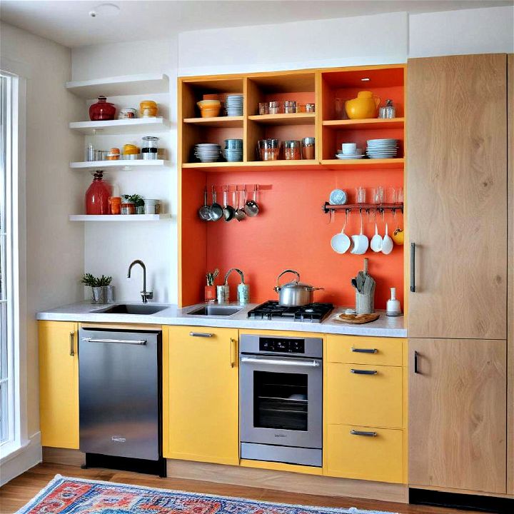 bright and bold accents for kitchenette 