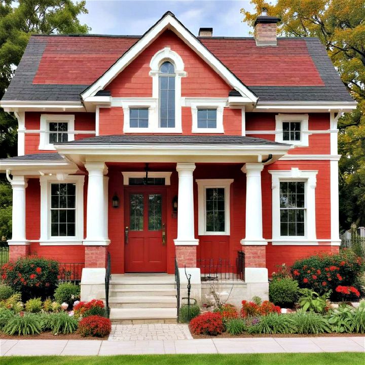 bright and vivid scarlet home exterior