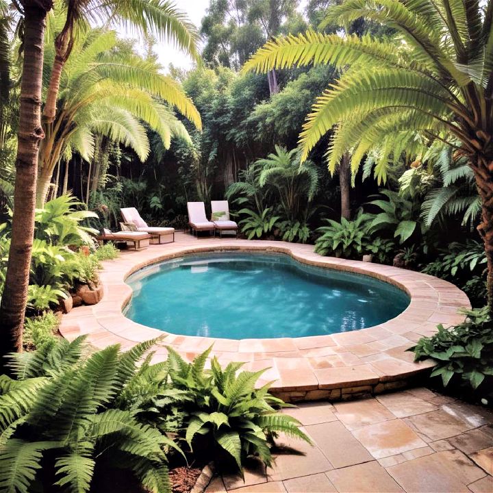 budget friendly tropical plants around the pool