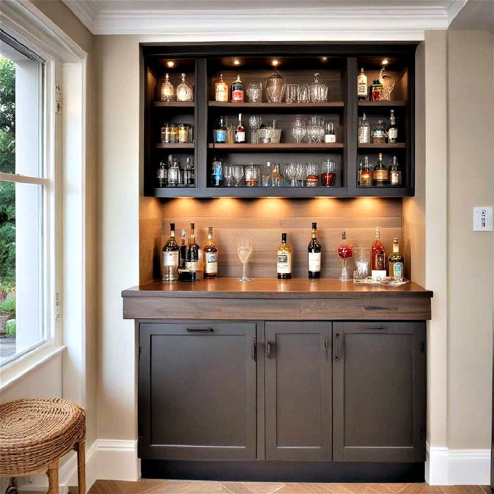 built in bar nook for small space