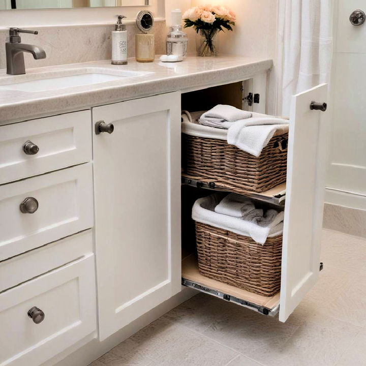 built in bathroom hampers