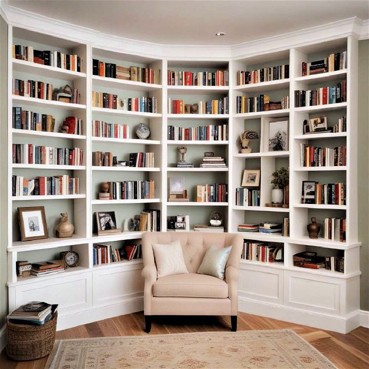 built in bookcase reading nook