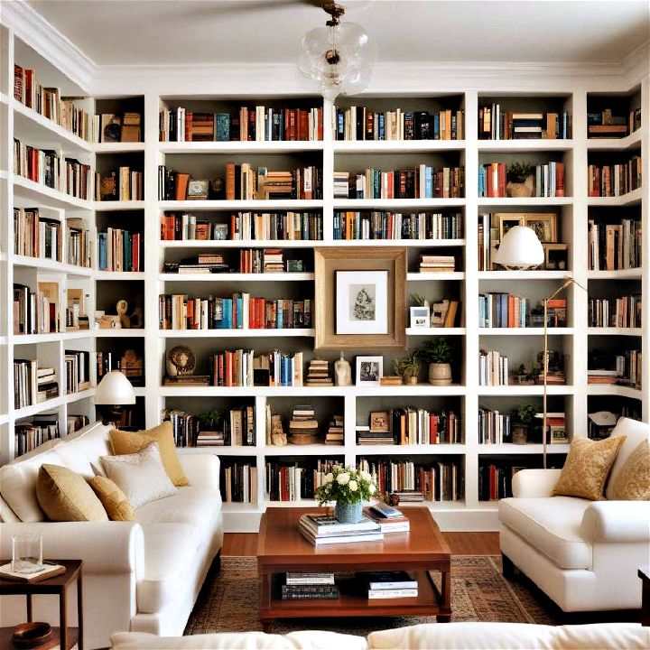 cozy built in bookshelves