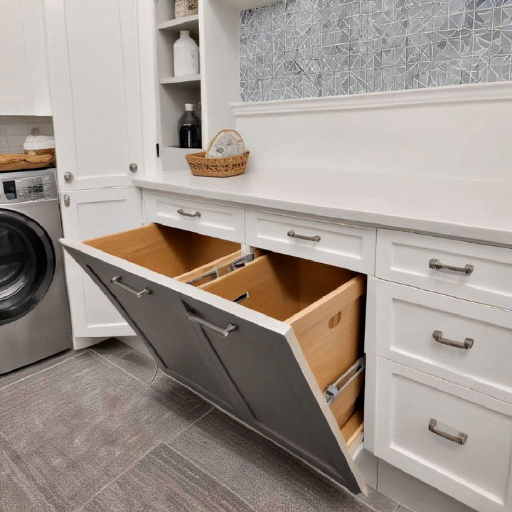 built in cabinet hamper