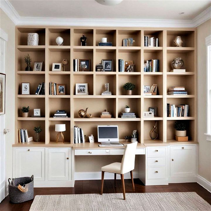 built in desk to create a streamlined look