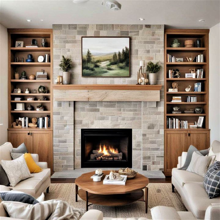 built in fireplace storage