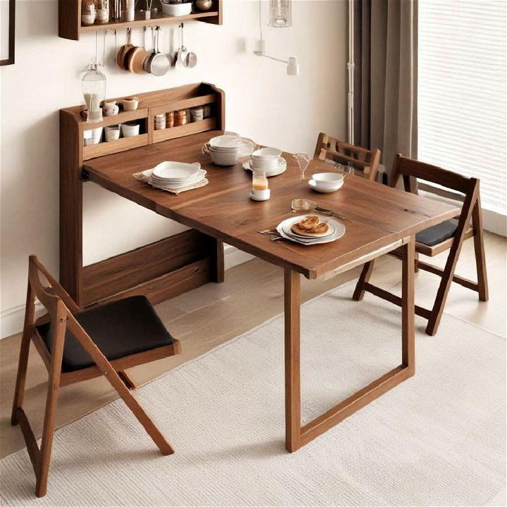 built in folding table for small kitchen