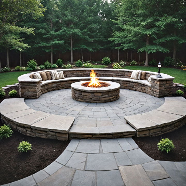 built in seating with fire pit