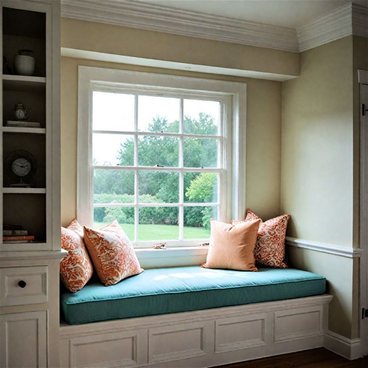 built in window seat with comfy cushions