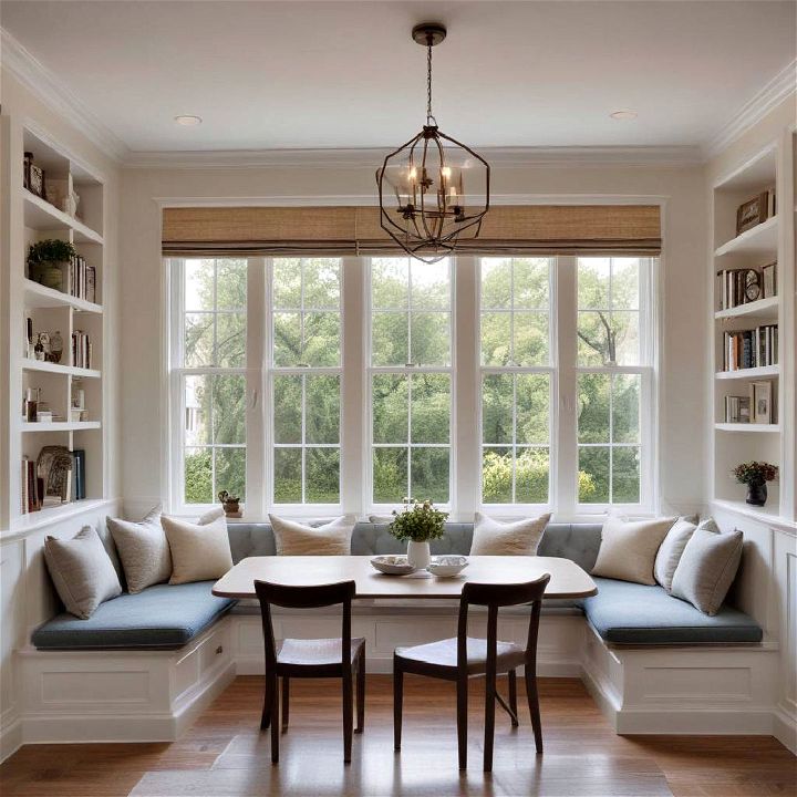 built in window seating dining room