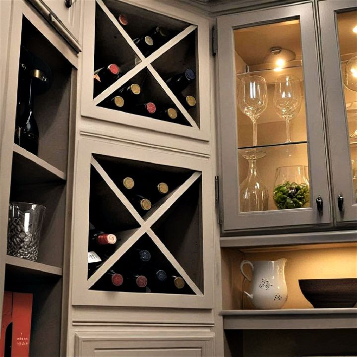 built in wine rack for corner pantry