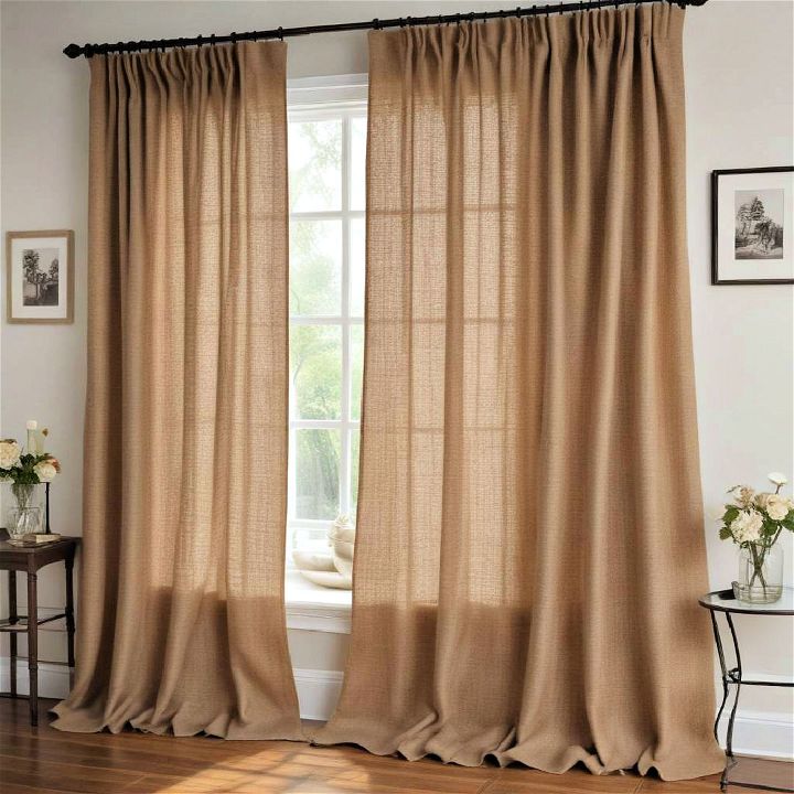 burlap curtains rustic decor idea
