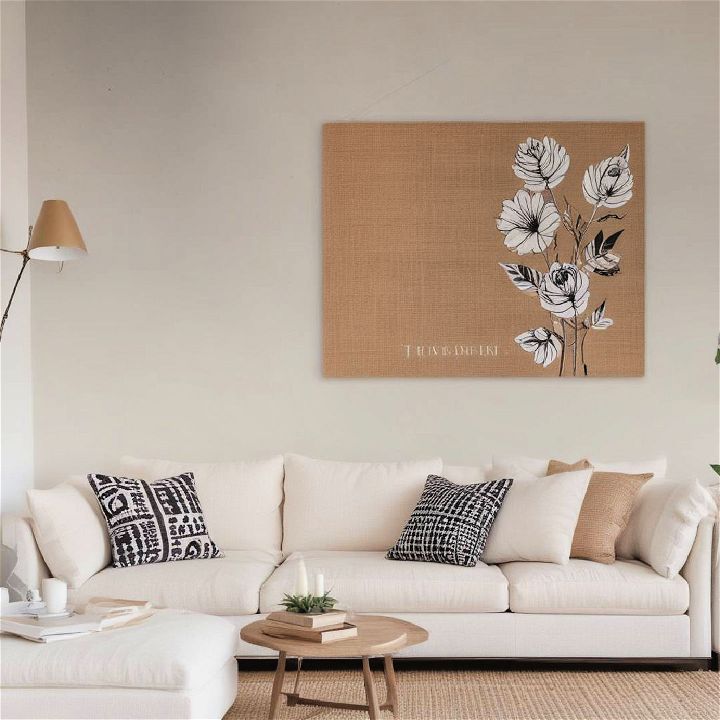 burlap wall art for brown living room