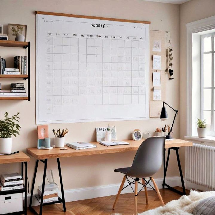 calendar and planner area for study room