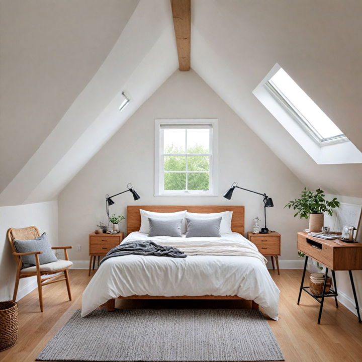 calming and minimalist attic bedroom