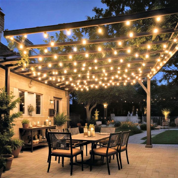 canopy lights under patio roof