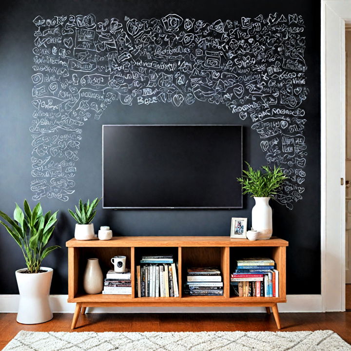 chalkboard paint tv wall for a fun twist