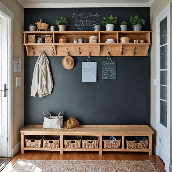 chalkboard wall for small mudroom