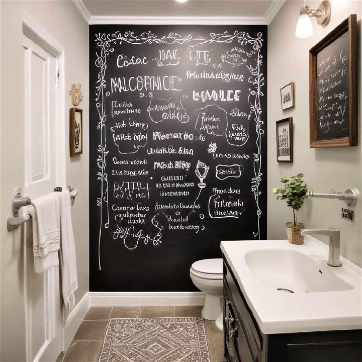 chalkboard wall for teen bathroom