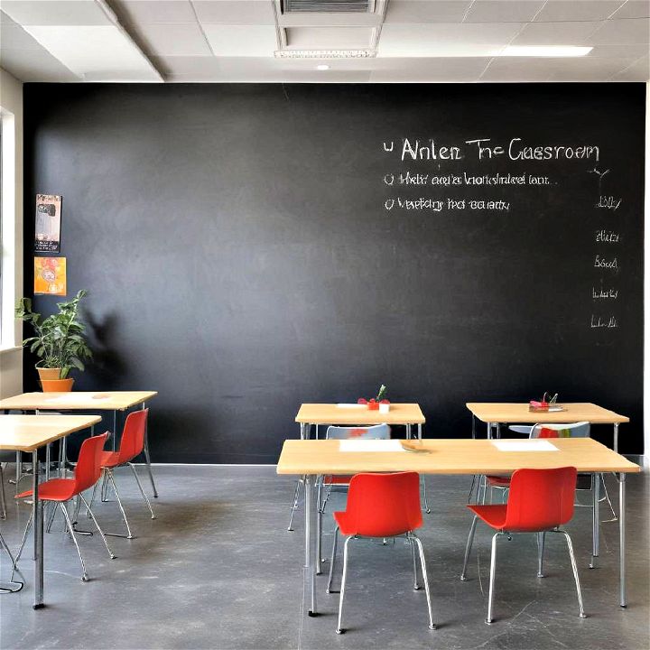 chalkboard wall in a classroom