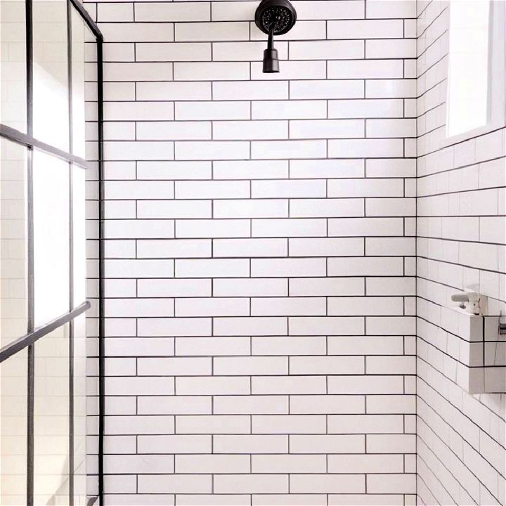 charcoal grout with white tiles for visual interest