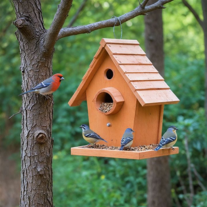 charming bird feeder and birdhouse