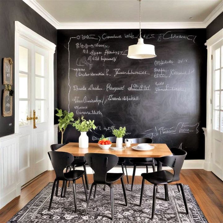 charming dining room chalkboard wall