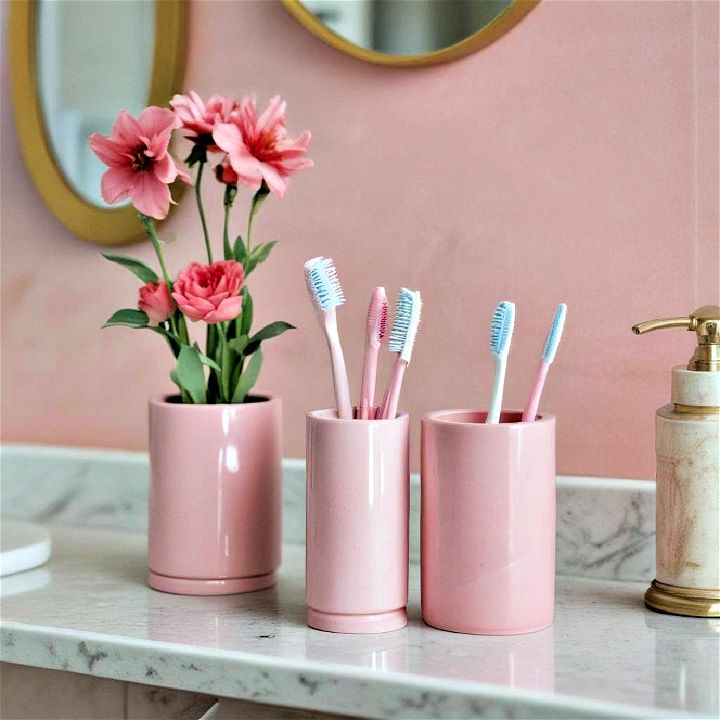 charming pink toothbrush holders