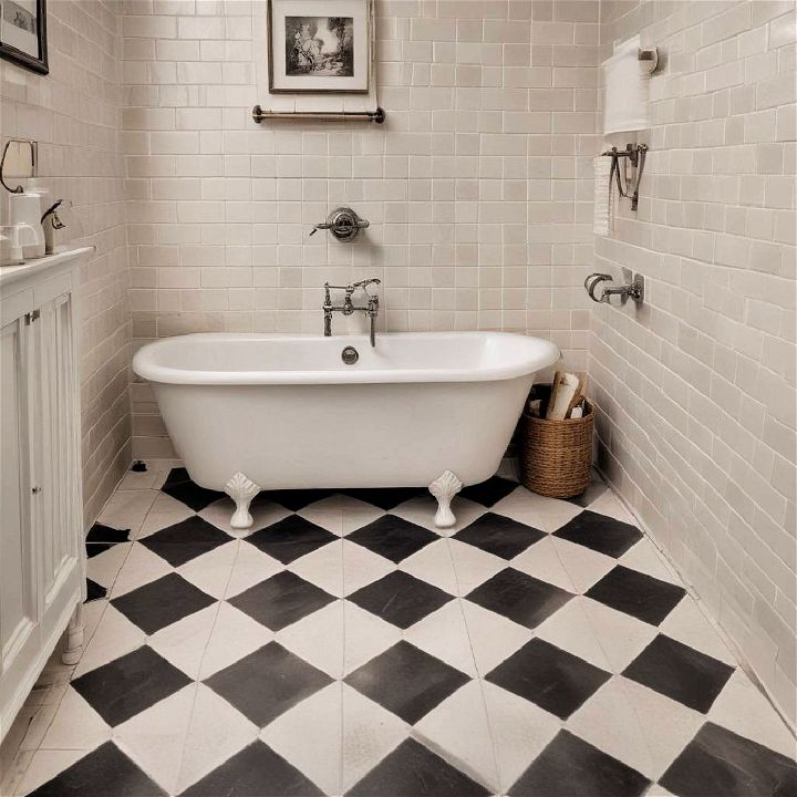 checkered tiles for country style bathroom