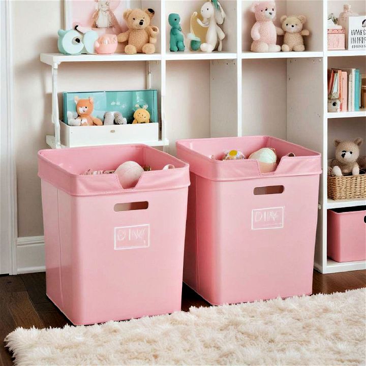cheerful pink storage bins