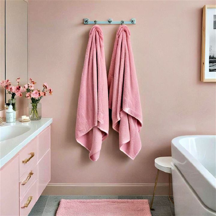 cheerful pink towel for bathroom