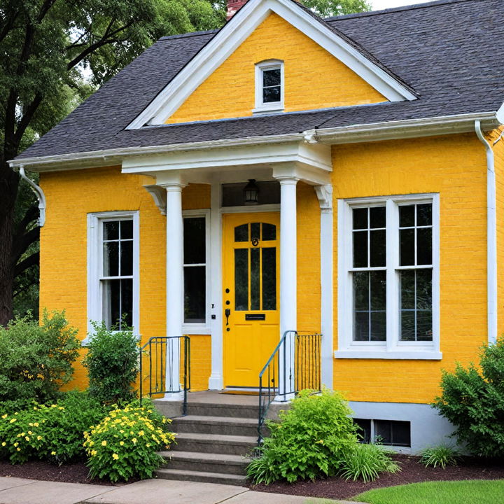 cheerful sunny yellow brick house