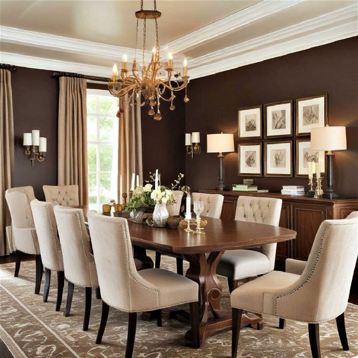 chocolate brown paint walls for dining room