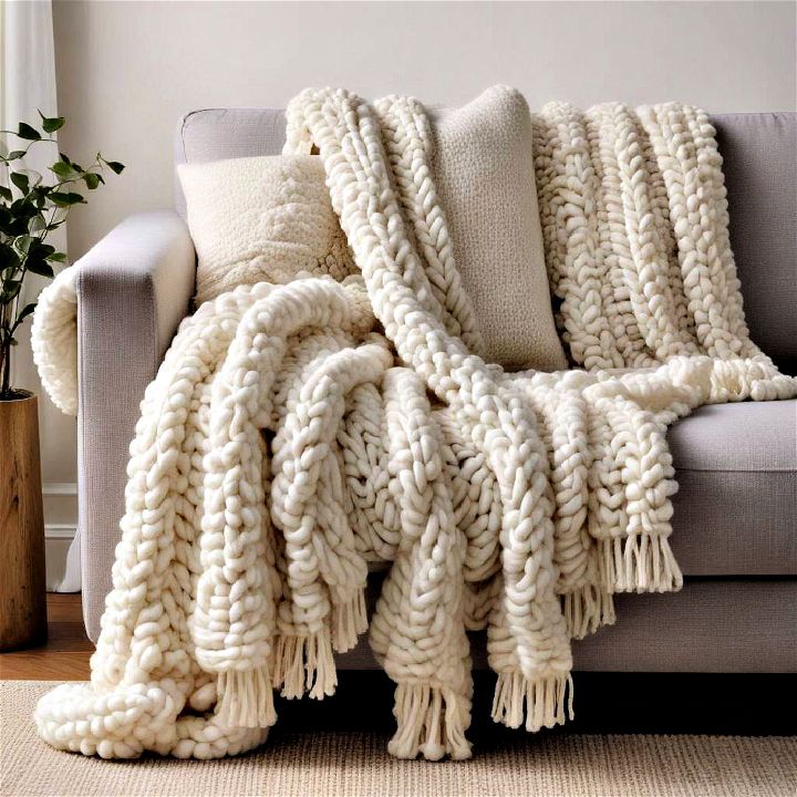 chunky knit throws to add texture