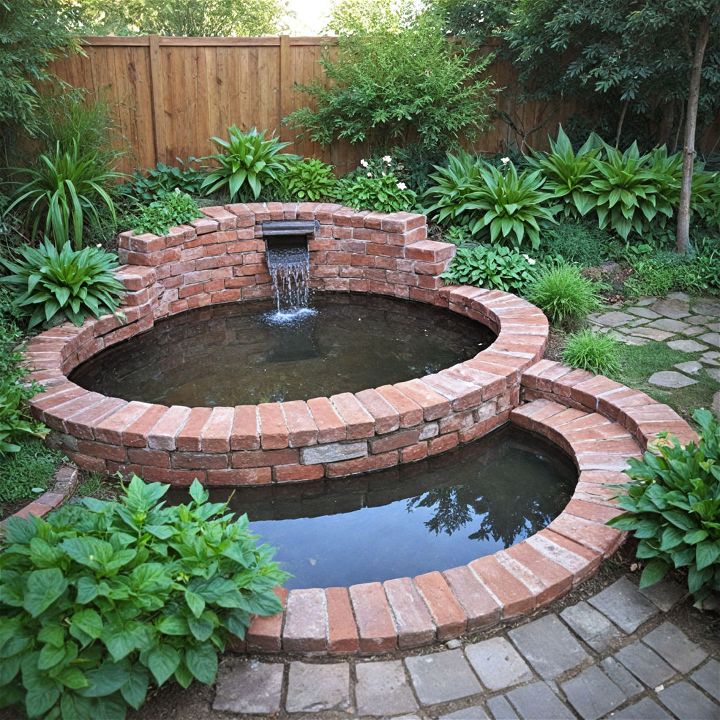 classic and sturdy brick garden pond