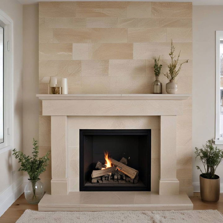 classic beige fireplace