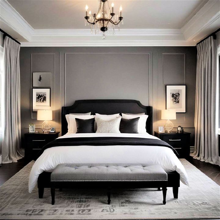 classic black and grey bedroom