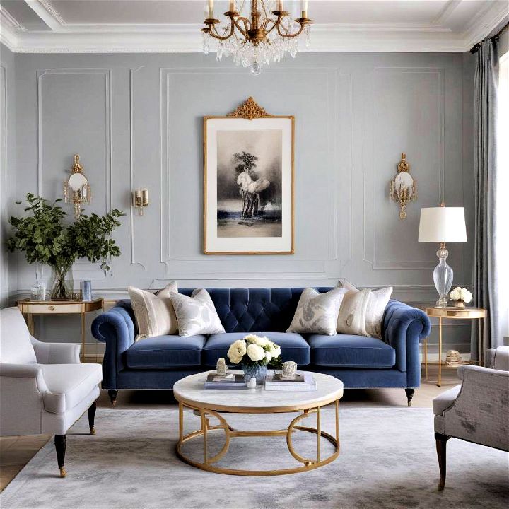 classic blue and grey living room
