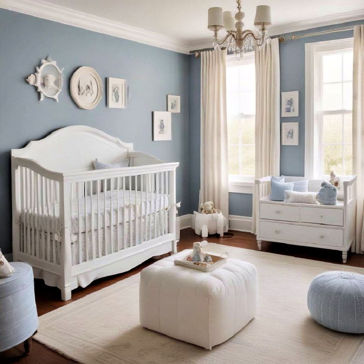 classic blue and white nursery