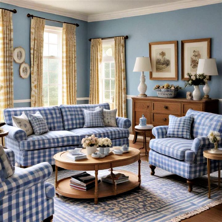 classic blue gingham pattern