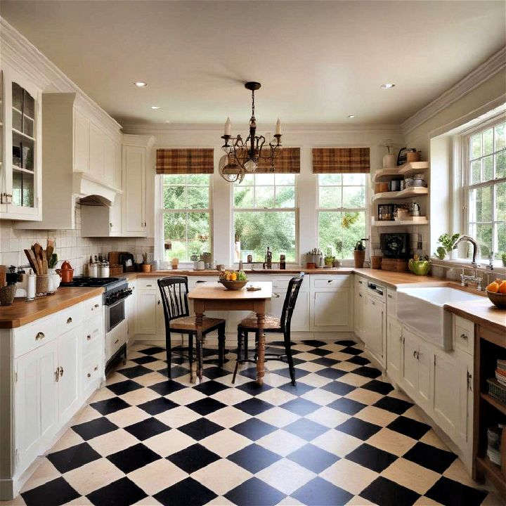 classic look checkered flooring
