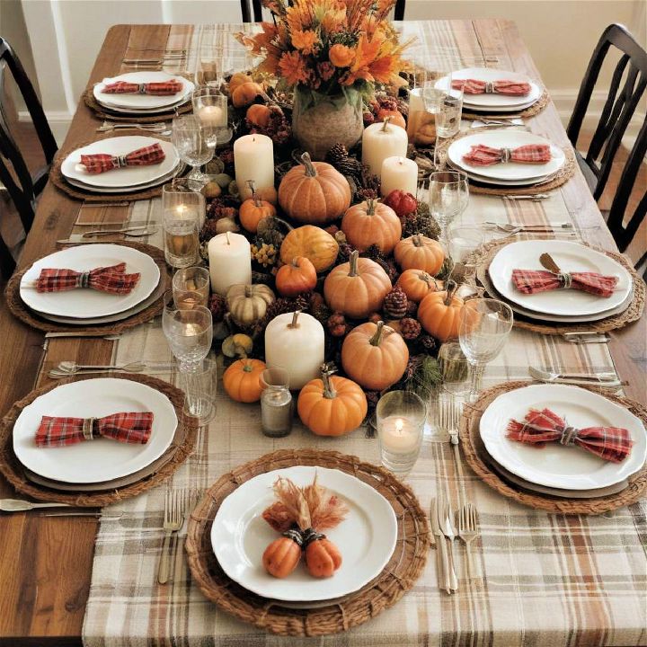 classic plaid for thanksgiving table decor