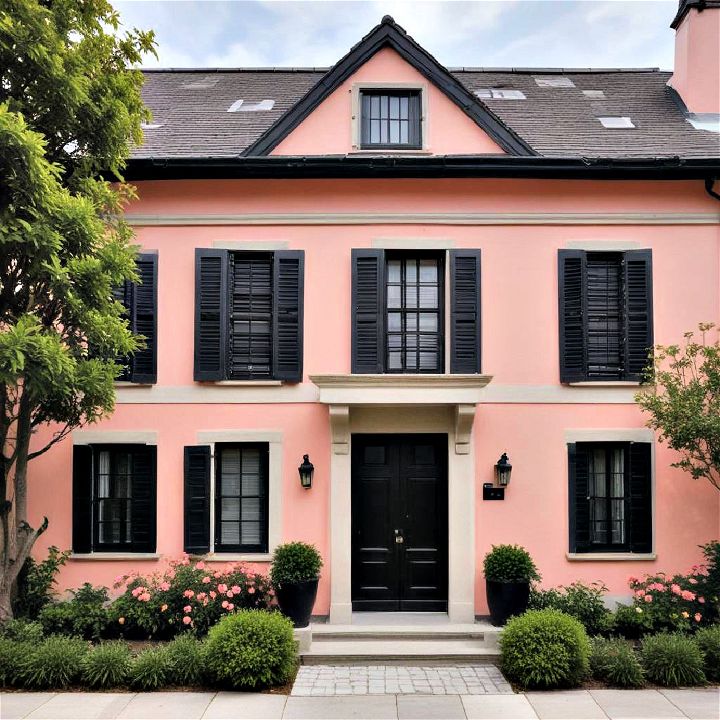 classic salmon pink with black shutters