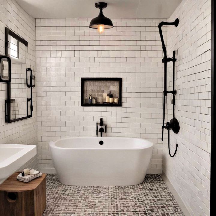 classic subway tile for industrial bathroom