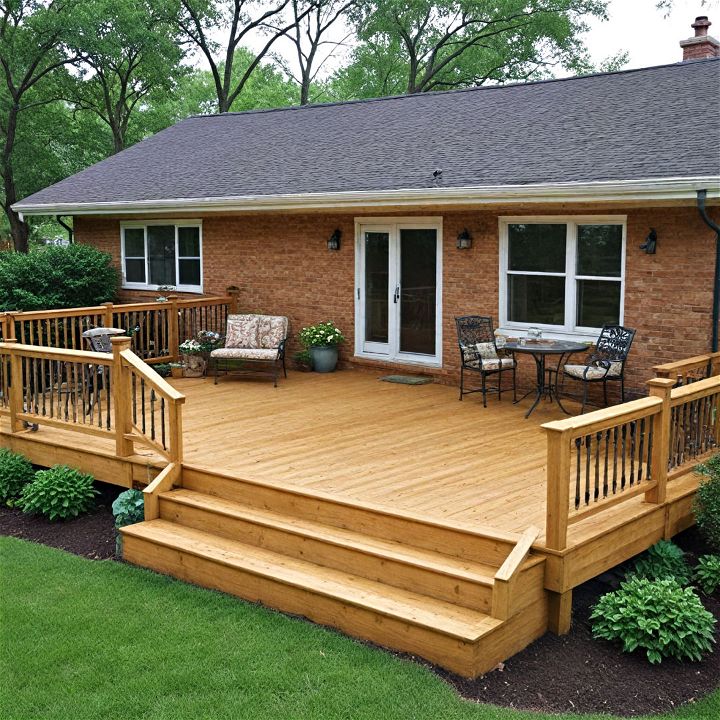 classic wooden plank deck for backyard