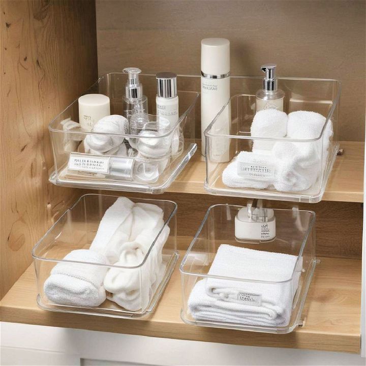clear containers for bathroom cabinet organization