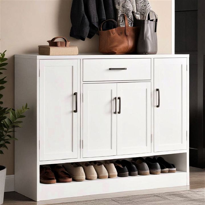 clutter free entryway cabinet
